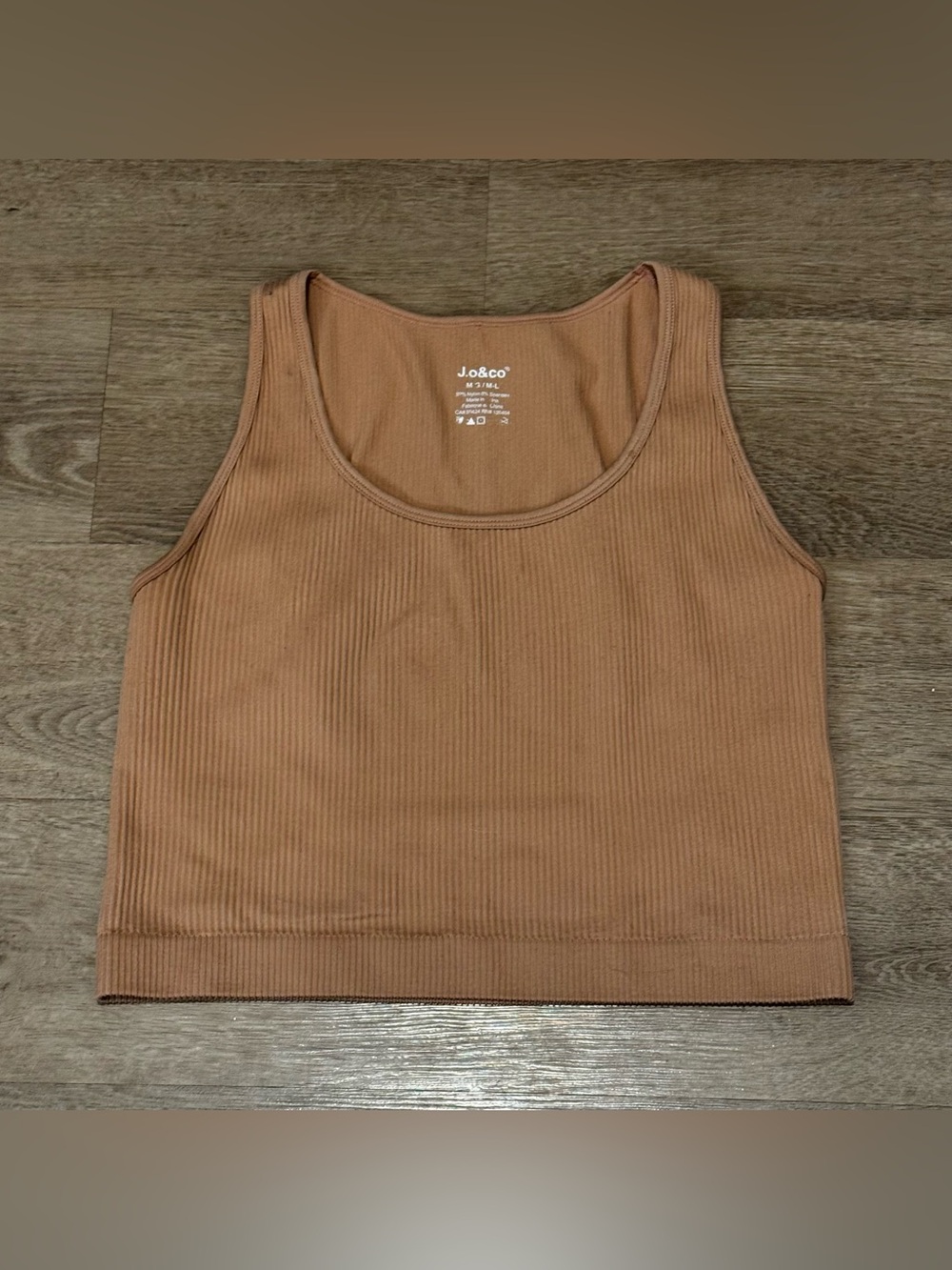Ribbed Tank Crop Top in Camel